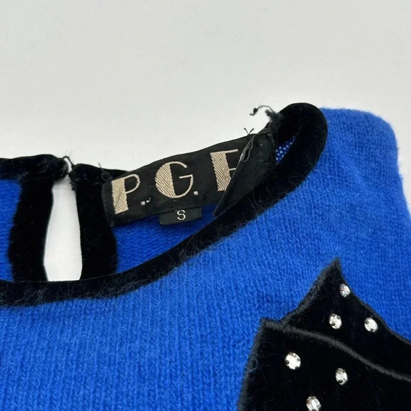 P.G.E. Vintage Lambswool and Angora Rabbit Hair Blue pullover Sweater Size Small - Picture 6 of 7